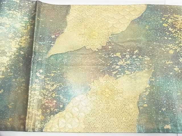 平和屋野田店◎太鼓柄袋帯 総刺繍 スワトウ刺繍 向かい鳥正倉院道長文 金彩 引箔 逸品 BAAC8036duの画像3