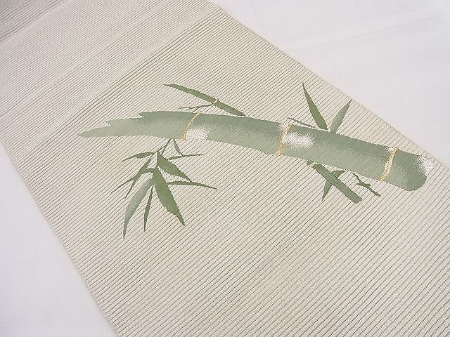 平和屋野田店■夏物 八寸名古屋帯 絽綴れ 笹竹文 金銀糸 逸品 BAAD0081pkの画像2