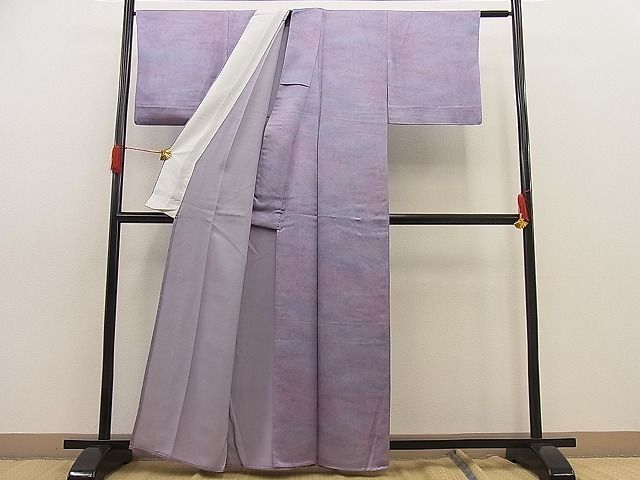 平和屋野田店■上質な小紋　単衣　作家物　霞文　たたき染め　逸品　BAAC9273fw_画像3