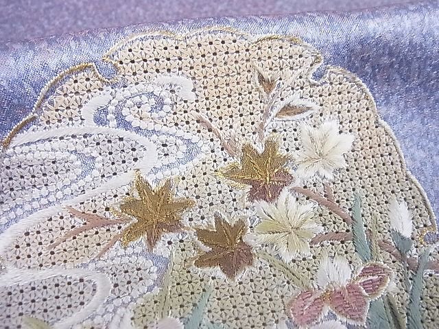 平和屋-こころ店■訪問着 刺繍 雪輪御所車草花文 暈し染め 金彩 正絹 逸品 AAAE4345Bnpの画像8