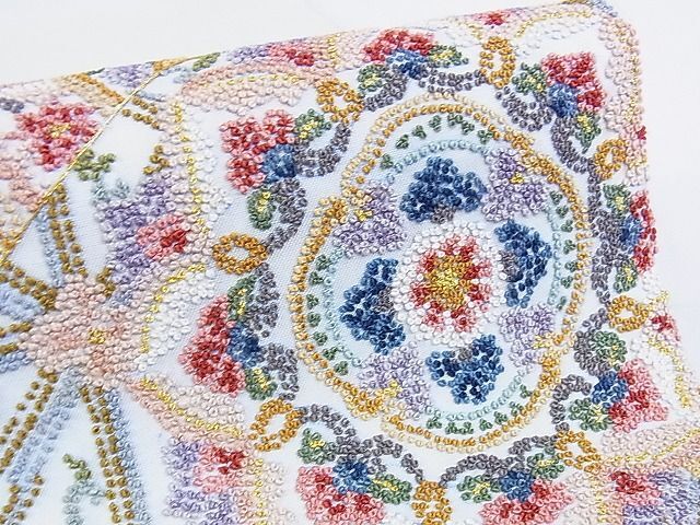 平和屋-こころ店■中国三大刺繍　総相良刺繍　袋帯　舞花文　金糸　正絹　逸品　AAAD5953Bjd_画像3