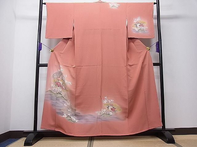 平和屋1■訪問着　京友禅　流水地紙草花文　暈し染め　金彩　逸品　CAAC2760ua_画像1