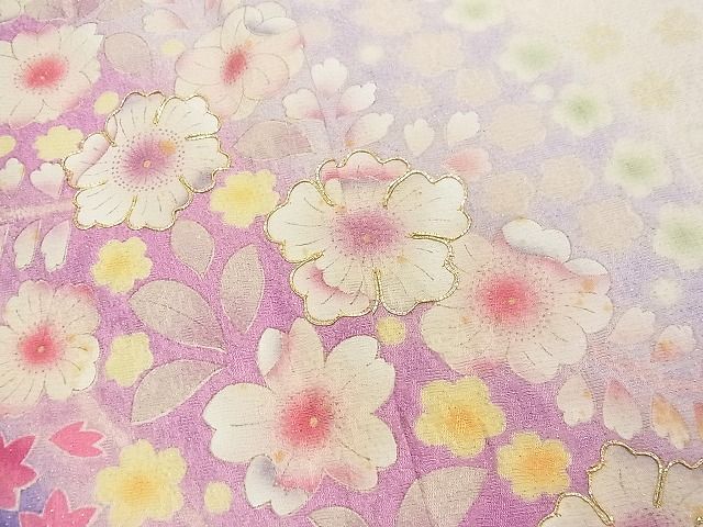  flat peace shop 1# gorgeous long-sleeved kimono piece embroidery .. flower gold through . ground excellent article CAAC4072vf