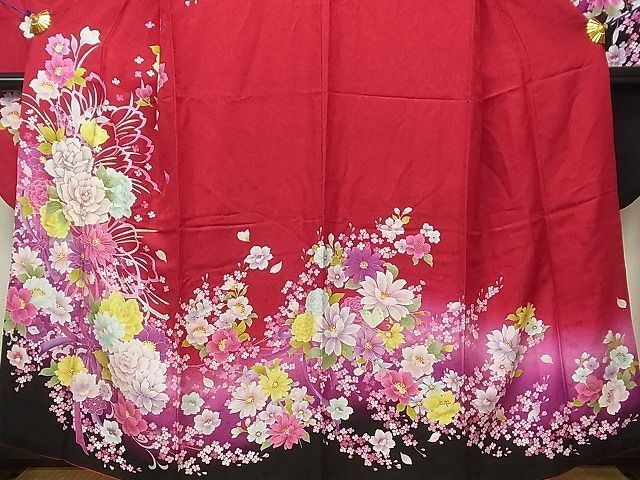  flat peace shop 1# gorgeous long-sleeved kimono * long kimono-like garment set Mai flower writing gold thread Kyoto kimono .. treatment excellent article CAAC4099vf