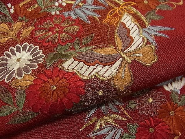  flat peace shop 1# gorgeous long-sleeved kimono total embroidery flower butterfly Tang . writing gold thread ..... excellent article CAAC4076vf