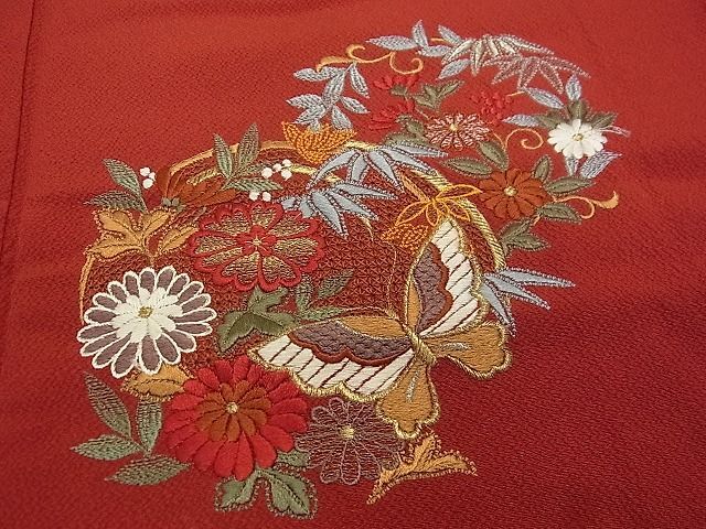 平和屋1■豪華振袖 総刺繍 花蝶唐草文 金糸 鬼しぼ縮緬 逸品 CAAC4076vfの画像5