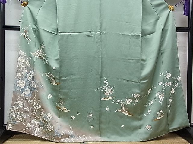 平和屋1■訪問着　色紙草花文　暈し染め　金彩　逸品　未使用　CAAC2799ua_画像2