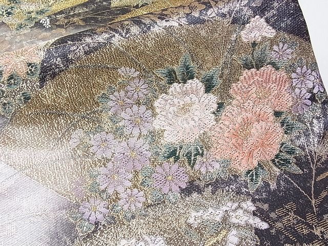 平和屋1■六通柄袋帯　粋匠蒔絵扇面文　金糸　逸品　CAAC2219hy