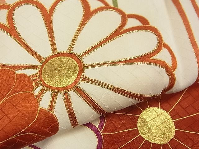 平和屋1■十日町老舗ブランド　吉澤友禅　吾妻徳穂　振袖　駒刺繍　菊　金彩　逸品　CAAC4073vf_画像7