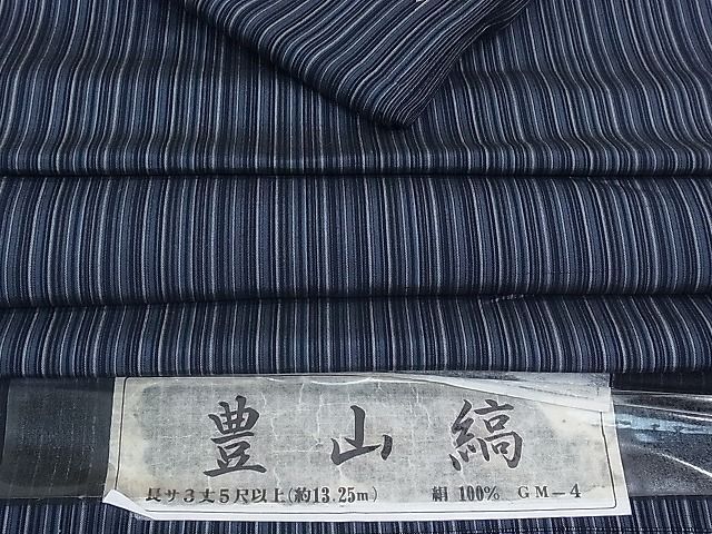 平和屋1■男性　上質な紬　反物　縞　着尺　逸品　未使用　CAAC8846th_画像1