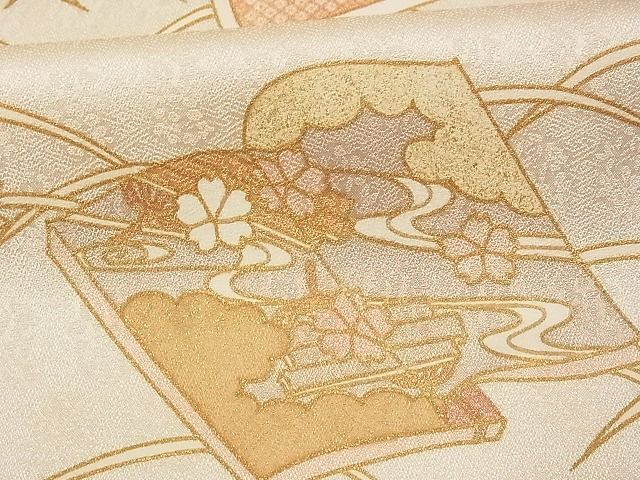 平和屋-こころ店■銀座きしや 訪問着 駒刺繍 冊子花文 金彩 たとう紙付き 正絹 逸品 AAAD4339Ataの画像6