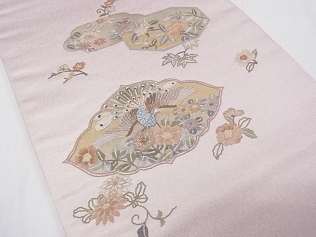 平和屋1■袋帯　総相良刺繍　孔雀花文　鈴乃屋扱い　逸品　CAAC3893fb_画像2