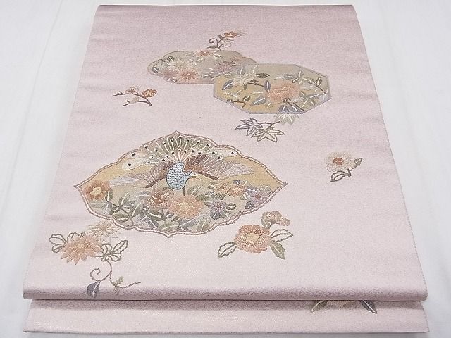 平和屋1■袋帯　総相良刺繍　孔雀花文　鈴乃屋扱い　逸品　CAAC3893fb_画像1