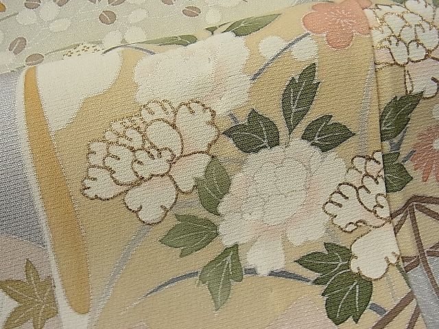 平和屋1■京の名門 じゅらく謹製 帝王紫 訪問着 単衣 友禅 刺繍 牡丹籬花文 金彩 逸品 CAAC0541ycの画像6