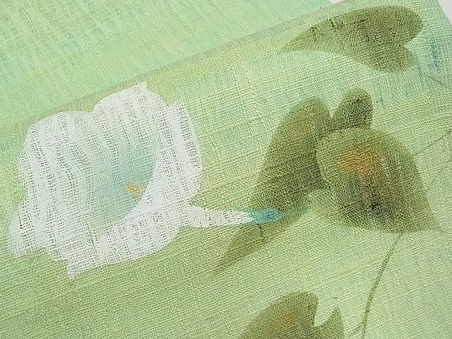 平和屋1■夏物　つけ帯　手描き　紬地　枝花文　金彩　逸品　CAAC6770tx_画像3