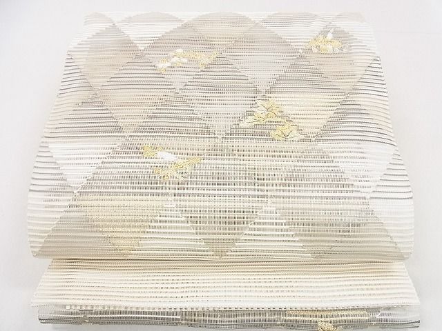 平和屋2■夏物 八寸名古屋帯 絽綴れ 草花鱗文 金銀糸 逸品 DAAB3937opの画像1