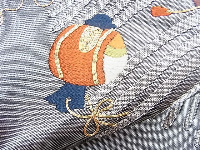 平和屋野田店■太鼓柄袋帯　駒刺繍　宝尽くし　金銀糸　逸品　BAAC7106mz_画像4