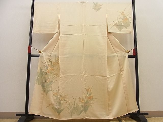 平和屋野田店■訪問着　単衣　竹垣草花文　逸品　BAAC9279fw_画像1