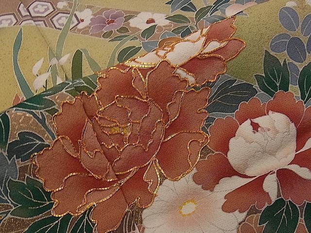 平和屋1■豪華黒留袖　作家物　駒刺繍　熨斗花筏文　暈し染め　金彩　仮絵羽　逸品　未使用　CAAC1267dy_画像5