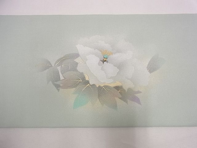 平和屋1■塩瀬　九寸名古屋帯　枝牡丹　金銀彩　逸品　CAAC4804eg_画像6