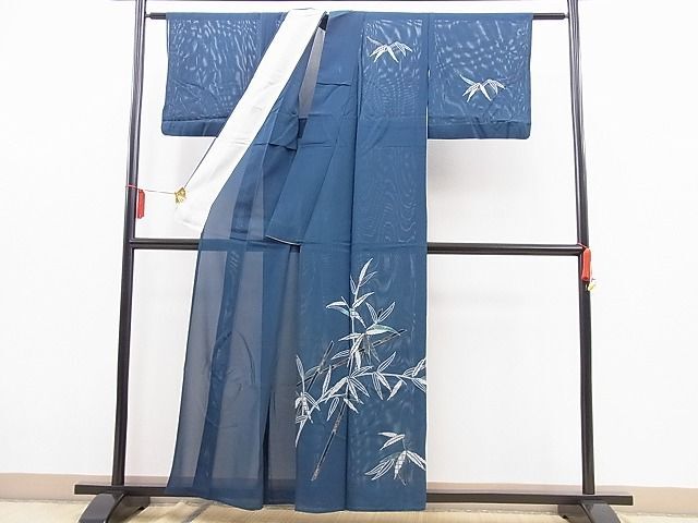 平和屋野田店■夏物　訪問着　絽　笹竹文　暈し染め　金彩　逸品　BAAD0011pk_画像2