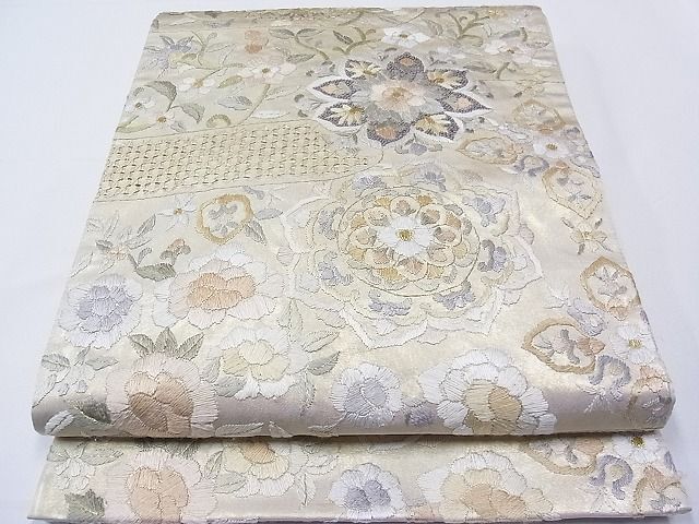 平和屋1■袋帯 総刺繍 スワトウ相良刺繍 正倉院花文 金銀糸 逸品 CAAC2230hyの画像2