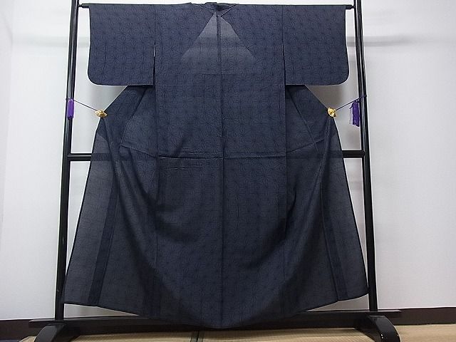 平和屋1■夏物 本場大島紬 夏大島 9マルキ 麻の葉文様 逸品 CAAC9318uaの画像2