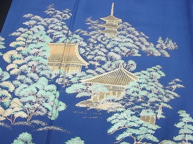 平和屋野田店■豪華色留袖　樹林風景文　金彩　逸品　BAAC9176ts_画像4