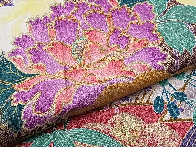 平和屋1■豪華振袖・長襦袢セット 駒刺繍 籬流水草花文 金彩 逸品 CAAC2201hyの画像7