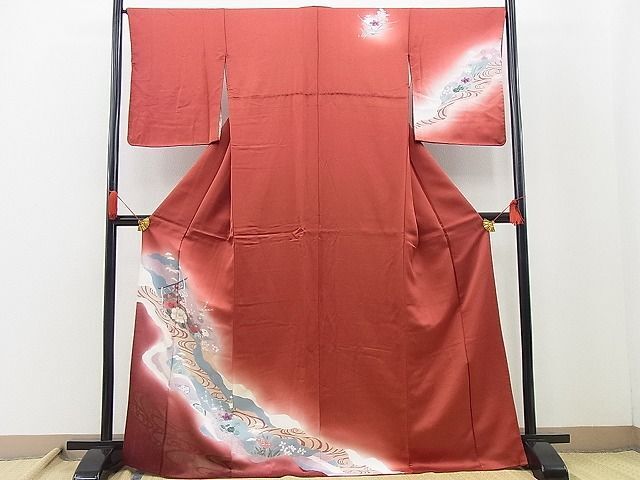 平和屋野田店■訪問着　道長几帳花文　暈し染め　金銀彩　逸品　BAAC7037cw_画像1