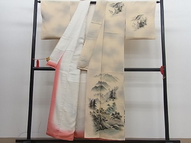 平和屋野田店■訪問着　手描き　樹林風景文　逸品　BAAD0482mz_画像2