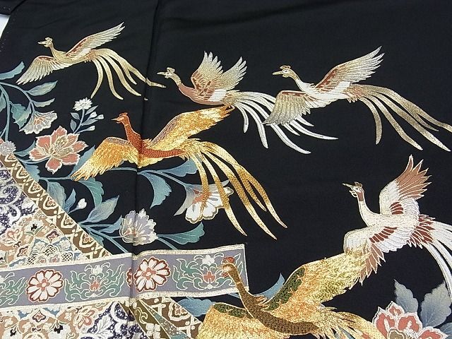  flat мир магазин 1# роскошный кимоно куротомэсодэ пешка вышивка . хорошо вышивка правильный .. феникс цветок документ золотая краска замечательная вещь CAAC2312hy