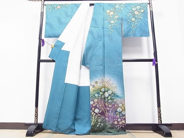 平和屋1■訪問着　辻が花　絞り　暈し染め　金通し地　逸品　CAAC2346hy