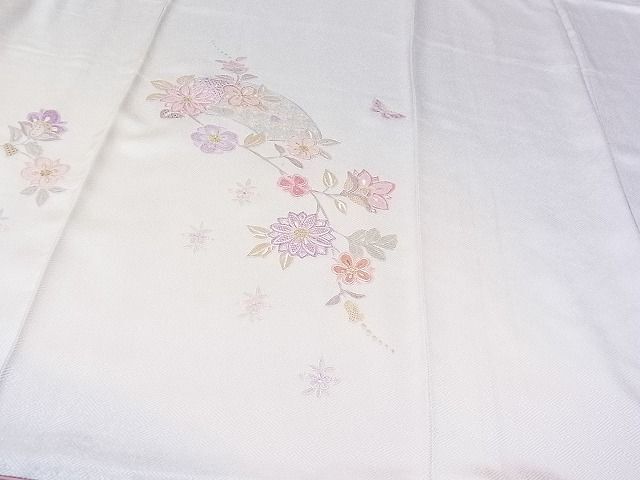 平和屋1■訪問着　総刺繍　スワトウ相良刺繍　地紙枝花蝶文　暈し染め　逸品　CAAC2304hy