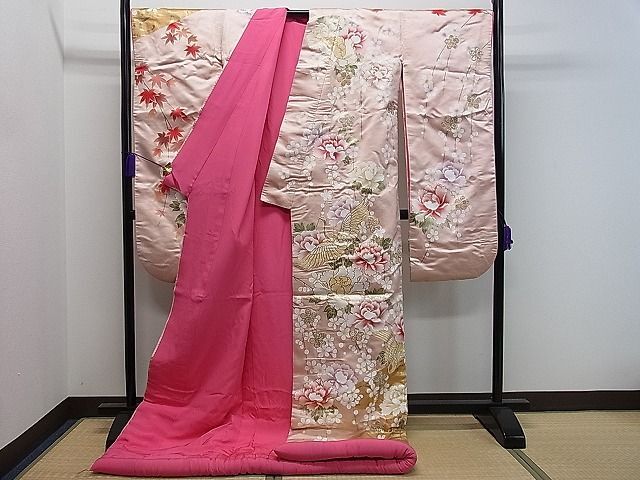 平和屋1■色打掛　和装　婚礼　結婚式　花嫁　神社挙式　螺鈿　流水飛鶴牡丹花文　金彩　逸品　CAAC5536gh_画像4