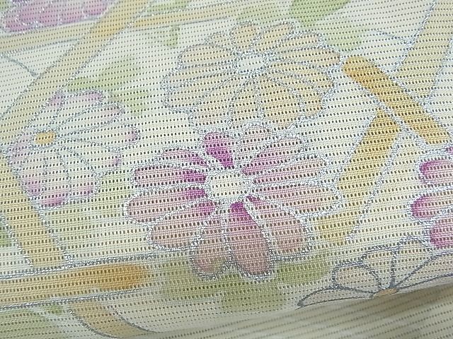 平和屋1■夏物　訪問着　絽　刺繍　エ霞籬草花文　銀彩　逸品　未使用　CAAB1029ch