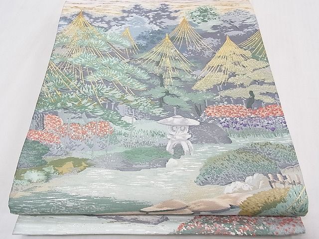 平和屋1■六通柄袋帯 日本の名園 金銀糸 逸品 未使用 CAAC3772fbの画像1