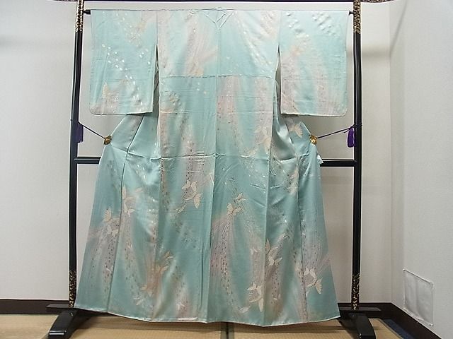 平和屋1■上質な小紋　舞蝶文　暈し染め　金銀彩　逸品　CAAC2476yc_画像2