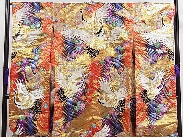  flat peace shop 1# colorful wedding kimono Japanese clothes wedding wedding bride god company . type Tang woven . water . crane Mai flower writing gold silver . excellent article CAAC9642ze