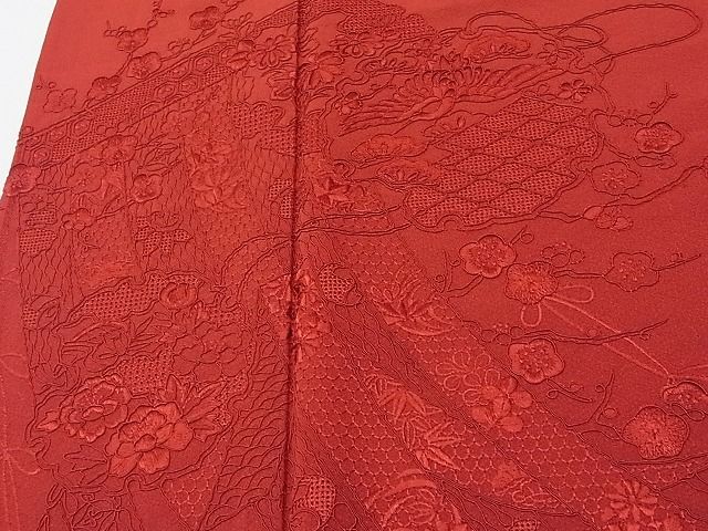  flat peace shop 1# gorgeous long-sleeved kimono total embroidery swatou embroidery ... plate flowers and birds writing . sea . tea color excellent article CAAC2323hy