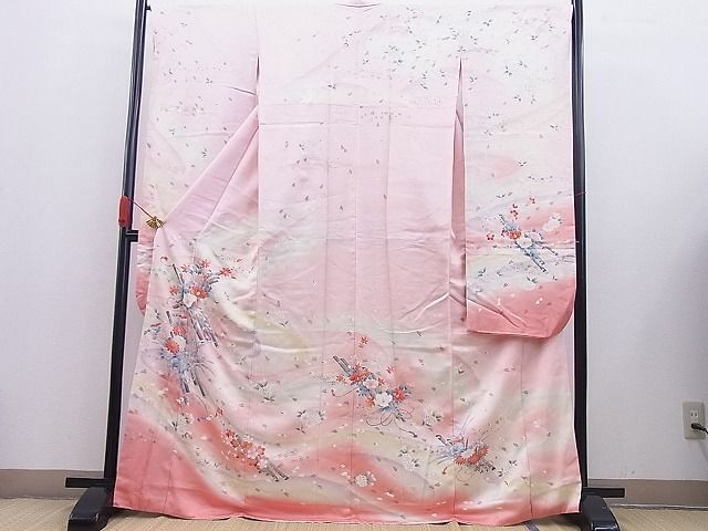 平和屋野田店■豪華振袖 花筏文 暈し染め 金銀彩 逸品 BAAD1476ghの画像1