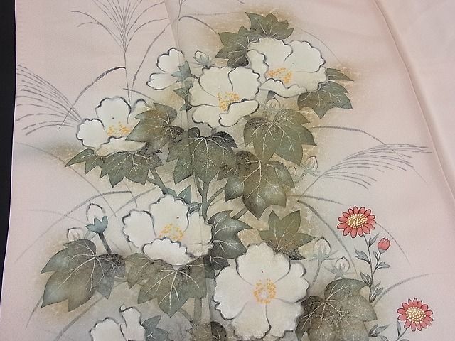 平和屋野田店■訪問着　手描き　枝花文　逸品　BAAD0479mz_画像4