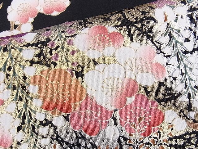 平和屋1■豪華黒留袖　駒刺繍　霞花車文　金銀彩　逸品　CAAC3120ev_画像5