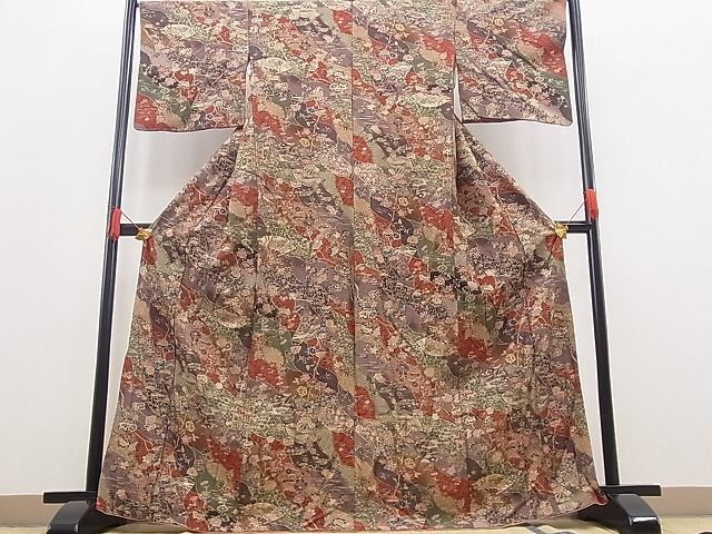 平和屋野田店■上質な小紋　道長草花文　金彩　逸品　BAAC9232ts_画像2