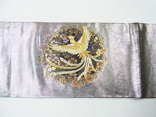 平和屋1◎九寸名古屋帯　鳳凰花丸文　金銀糸　引箔　逸品　CAAC4794in_画像3