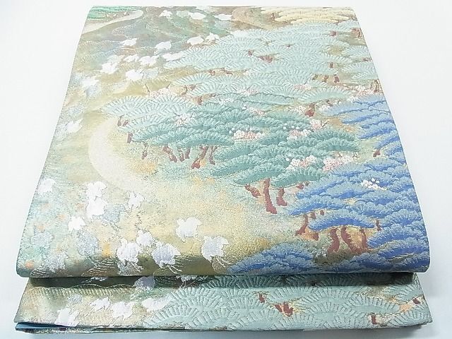 平和屋1◎六通柄袋帯　松千鳥紋　金銀糸　逸品　CAAC4607in_画像1