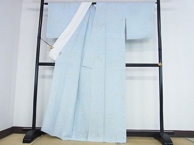 平和屋2■上質な小紋　単衣　露芝花文　銀彩　松坂屋扱い　逸品　DAAB2665az_画像3