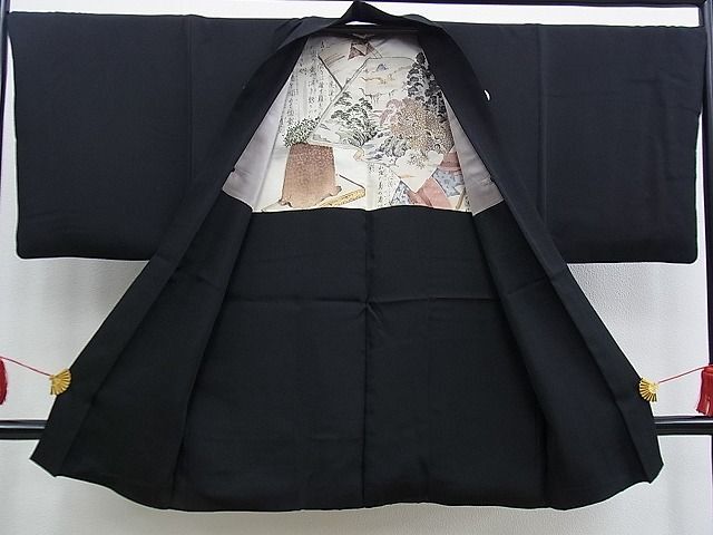 平和屋野田店■男性　黒紋付　羽織セット　逸品　BAAC7899kg