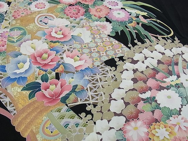  flat мир магазин Noda магазин # роскошный кимоно куротомэсодэ .. автор предмет bundle .... цветок документ золотая краска замечательная вещь не использовался BAAD2238kg