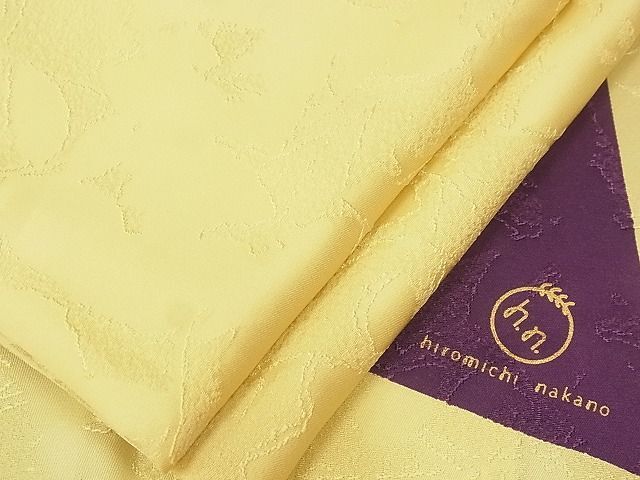 平和屋-こころ店■ファッションブランド hiromichi nakano ヒロミチナカノ 色無地 紋意匠 卵色 やまと誂製 正絹 逸品 AAAD4355Ataの画像1